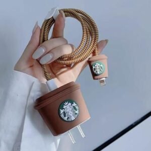 Coffee Cup Charger Cover & Cable Protector Set – Brown