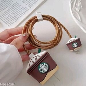 Coffee Cup Adapter Cover & Cable Protector Set (Brown)