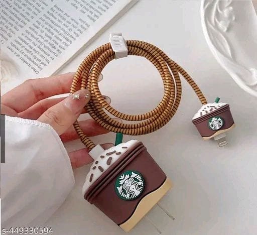 Coffee Cup Adapter Cover & Cable Protector Set (Brown)