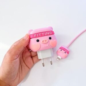 Cute Pig Cable Protector Set – Pink