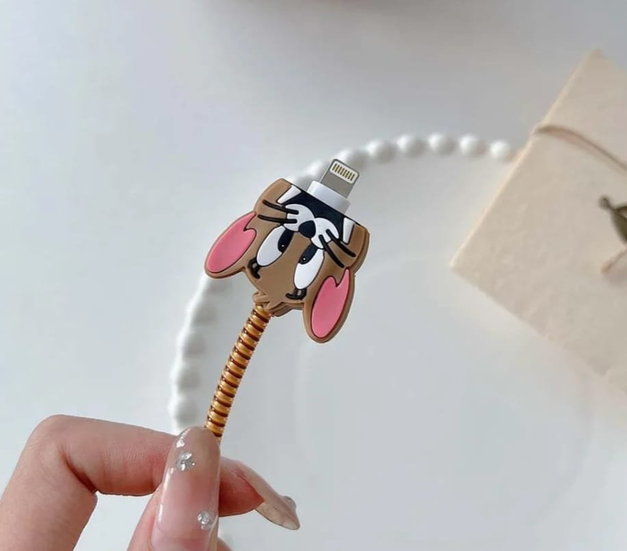 Cute Mouse Charger Cover & Cable Protector Set – Brown - Image 2